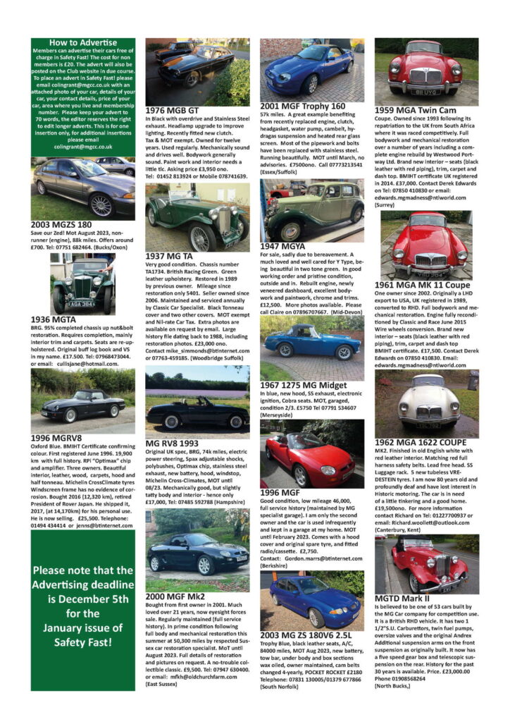 MGs For Sale - MG Car Club